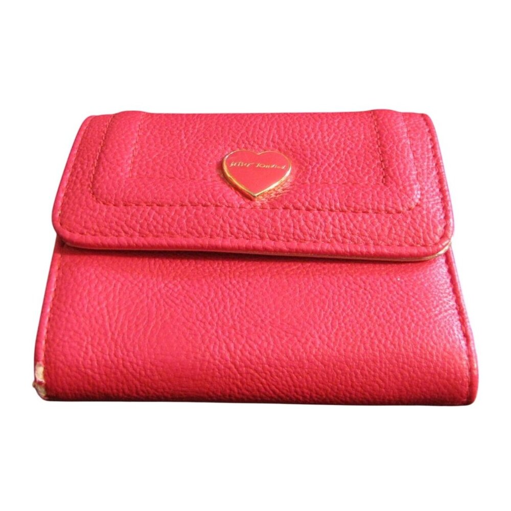 Betsey Johnson Small Pink Billfold Wallet Gold Lining